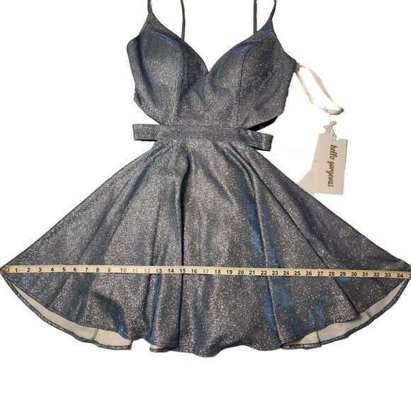 Rated PG by Prom Girl Sparkly Fit & Flare Mini Dress in Dusty Blue Sz 8 NWT - Picture 10 of 10